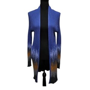 Zozo Ombre Open Front Knee Length Ribbed Knit Cardigan Size L